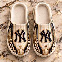 NYY Pinstripe Heritage - Ivory and Navy Clog Sandals