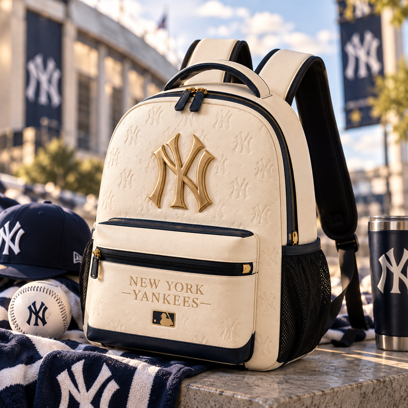 NYY Ivory Monogram - Interlocking Emblem Backpack