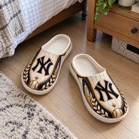 NYY Pinstripe Heritage - Ivory and Navy Clog Sandals