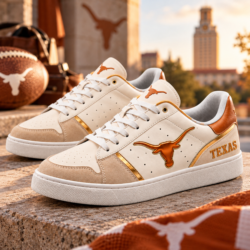 TEX Cream and Burnt Orange - Longhorn Pride Low Tops