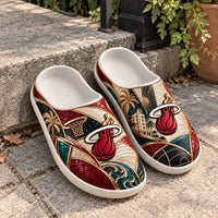 MIA Deco Nights - Art Deco Clog Sandals in Red, Teal and Gold