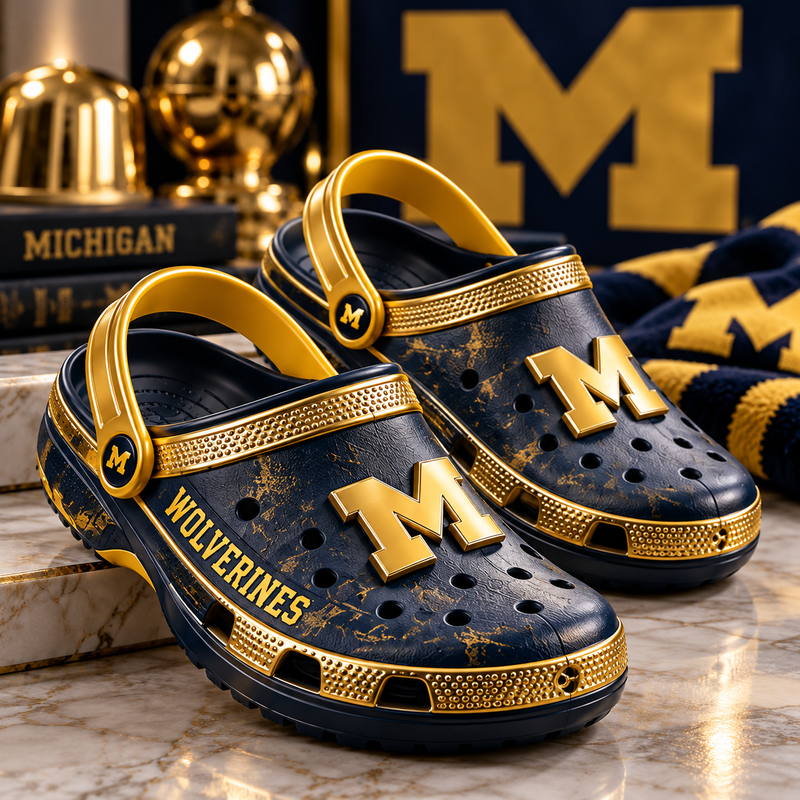 MICH Maize and Navy - Collegiate Statement Clogs