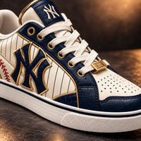 NYY Pinstripes and Gold - Low-Top Sneakers with Quiet Swagger