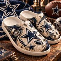 DAL Lone Star Heritage - Tooled Navy & Cream Clog Sandals
