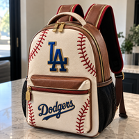 LAD Heritage - Cream and Saddle Baseball Stitch Backpack
