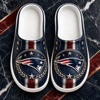 NE Heritage Crest - Navy and Silver Clog Sandals
